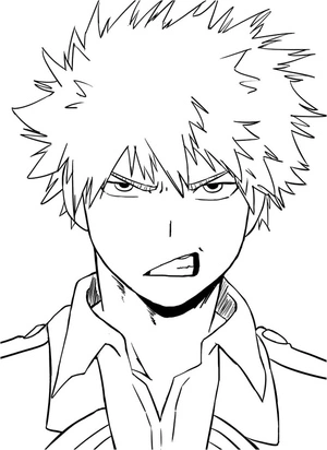 Página para Colorir Bakugo da série My Hero Academia