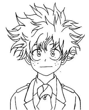 Página para Colorir Nome do personagem do anime My Hero Academia: Midoriya