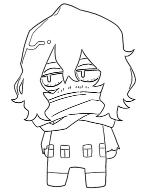 Página para Colorir Versão chibi de Shota Aizawa
