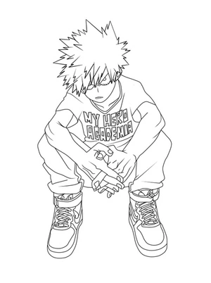 Página para Colorir Bakugo Furioso