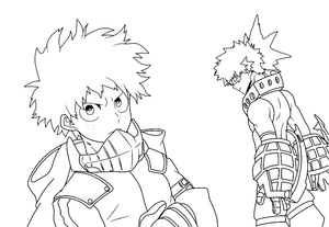 Página para Colorir Izuku e Katsuki