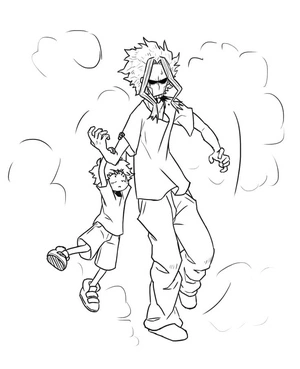 Página para Colorir Midoriya e All Might - Uma Dupla Dinâmica