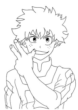 Página para Colorir Midoriya do Anime Boy