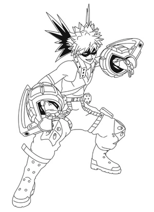 Página para Colorir My Hero Academia - Bakugo em Ação