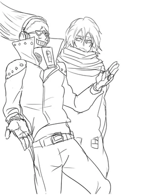 Página para Colorir Present Mic e Shota Aizawa