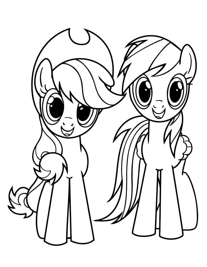 Página para Colorir Página para colorir My Little Pony com Applejack e Rainbow Dash