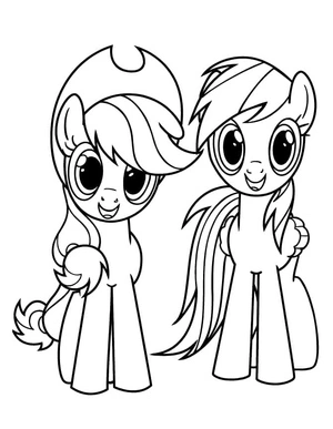 Página para Colorir Página para colorir My Little Pony com Applejack e Rainbow Dash