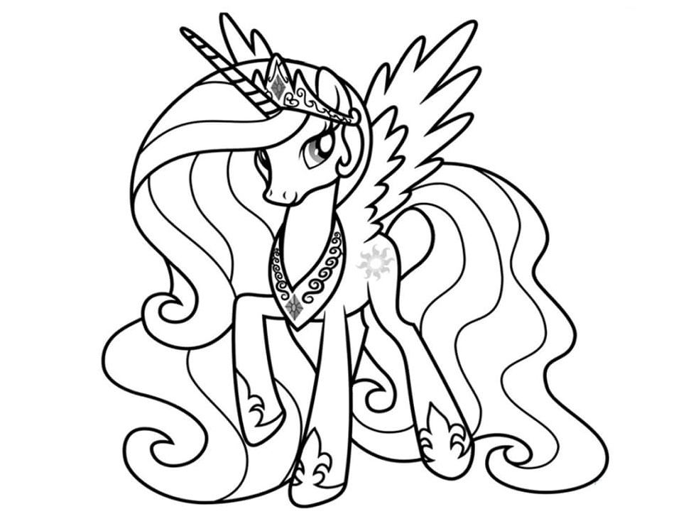 Página para Colorir Princesa Celestia da série My Little Pony