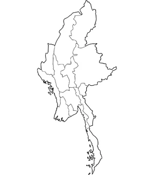 Página para Colorir Página para Colorir do Mapa de Mianmar