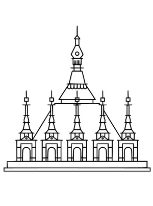 Pagode Shwedagon - Página para Colorir