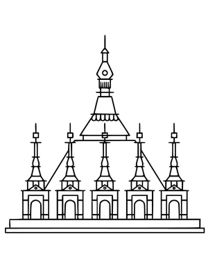 Página para Colorir Pagode Shwedagon - Página para Colorir