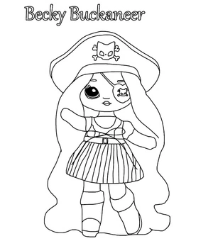 Becky Buckaneer sorrindo, fácil Na Na Na Surprise coloring page, free printable