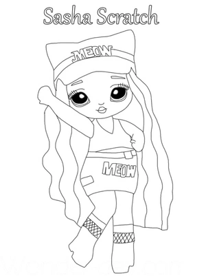 Sasha Scratch em pose animada, fácil Na Na Na Surprise coloring page, free printable