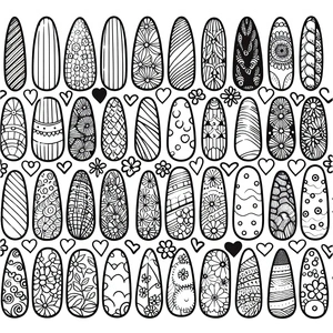 Página para Colorir Coleção de Unhas