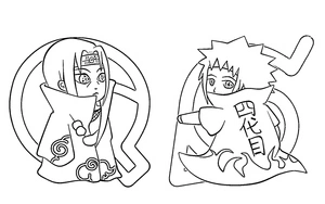 Página para Colorir Itachi e Minato em forma chibi