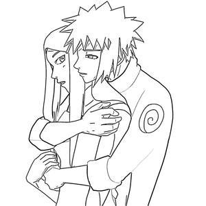 Página para Colorir Minato Abraça Kushina