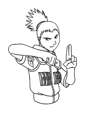 Shikamaru em posição de combate, média página de colorir Nara Shikamaru, imprimível grátis