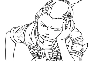 Shikamaru pensativo, página de colorir Nara Shikamaru detalhada, imprimível grátis