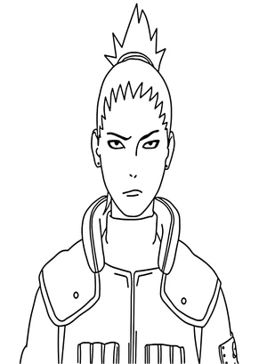 Shikamaru em pose séria, página de colorir média Nara Shikamaru, grátis para imprimir