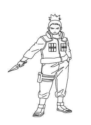 Shikamaru com kunai, página de colorir média Nara Shikamaru, para imprimir grátis