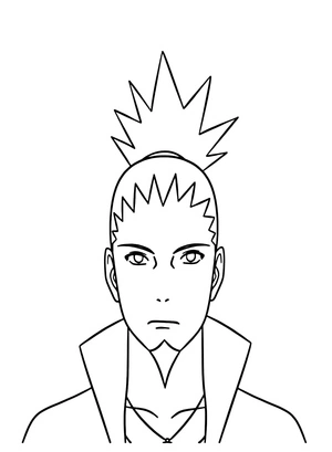 Shikamaru Nara com expressão serena, página para colorir média de Nara Shikamaru, imprimível grátis