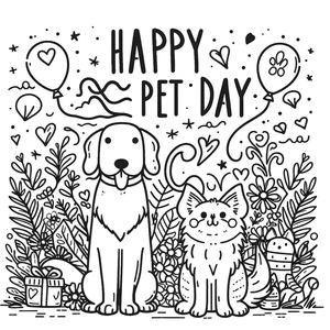 Página para Colorir do Dia Feliz dos Pets