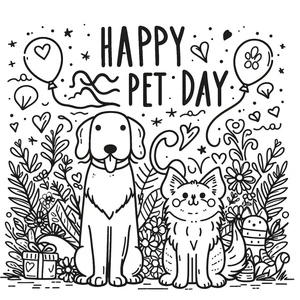 Página para Colorir Página para Colorir do Dia Feliz dos Pets