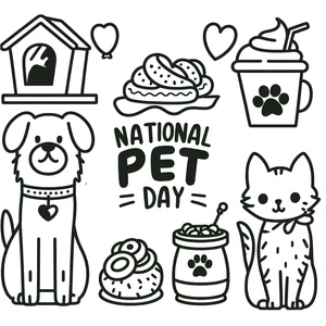 Página para Colorir Celebração do Dia Nacional dos Pets