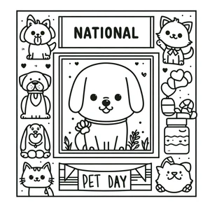 Página para Colorir Dia da Celebração dos Pets