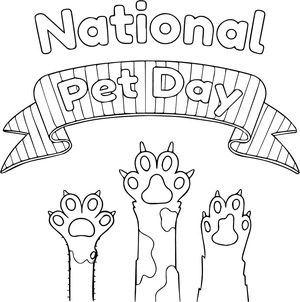 Página para Colorir Página para Colorir do Dia Nacional do Animal de Estimação para Imprimir