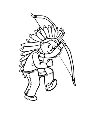 Página para Colorir Um menino indiano dançando com um arco