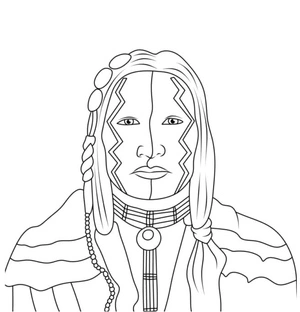 Página para Colorir Retrato Indígena Americano