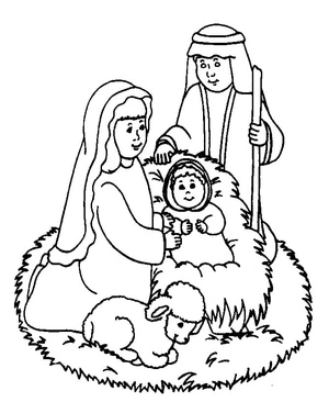 Página para Colorir Nascimento de Jesus Nativity
