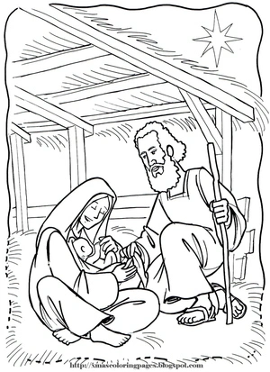 Página para Colorir Menino Jesus no Presépio