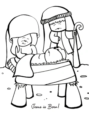 Página para Colorir Presépio Jesus Nasce