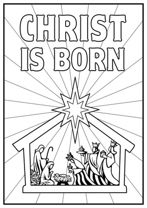 Página para Colorir Natividade: Cristo Nasce