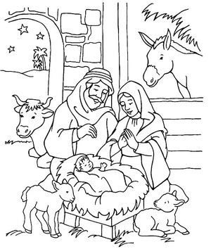 Página para Colorir Presépio de Natal