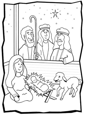 Página para Colorir Presépio de Natal para Imprimir