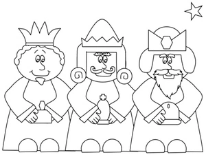 Página para Colorir Presépio dos Três Reis Magos