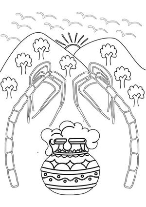 Página para Colorir Festival de Makara Sankranti