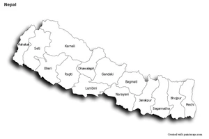 Página para Colorir Imagem do Mapa do Nepal