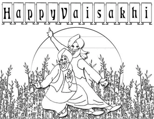 Página para Colorir Vaisakhi Alegre