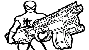 Página para Colorir Homem-Aranha e Arma NERF