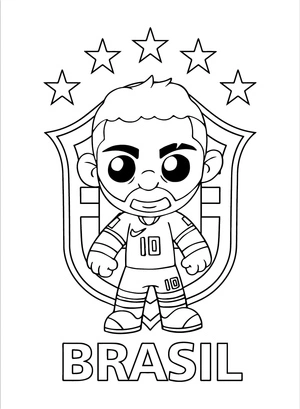 Página para Colorir Versão chibi do Neymar