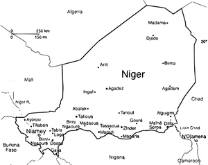 Página para Colorir Imprimível do Mapa do Níger
