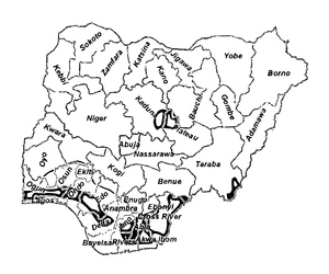 Página para Colorir Página para Colorir Mapa da Nigéria para Imprimir