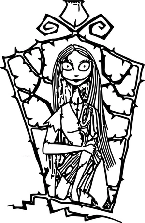 Página para Colorir Sally de O Estranho Mundo de Jack