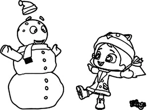 Página para Colorir Niloya e o Boneco de Neve