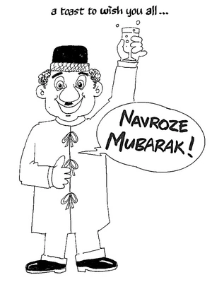 Homem brindando, página para colorir de Nowruz detalhada, gratuita para impressão