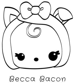 Página para Colorir Becca Bacon de Num Noms